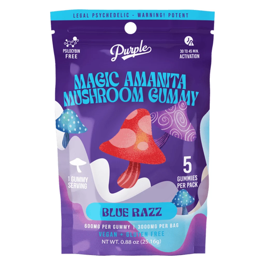 Purple Magic Amanita Muscaria Mushroom Gummies 3000mg- Blue Razz